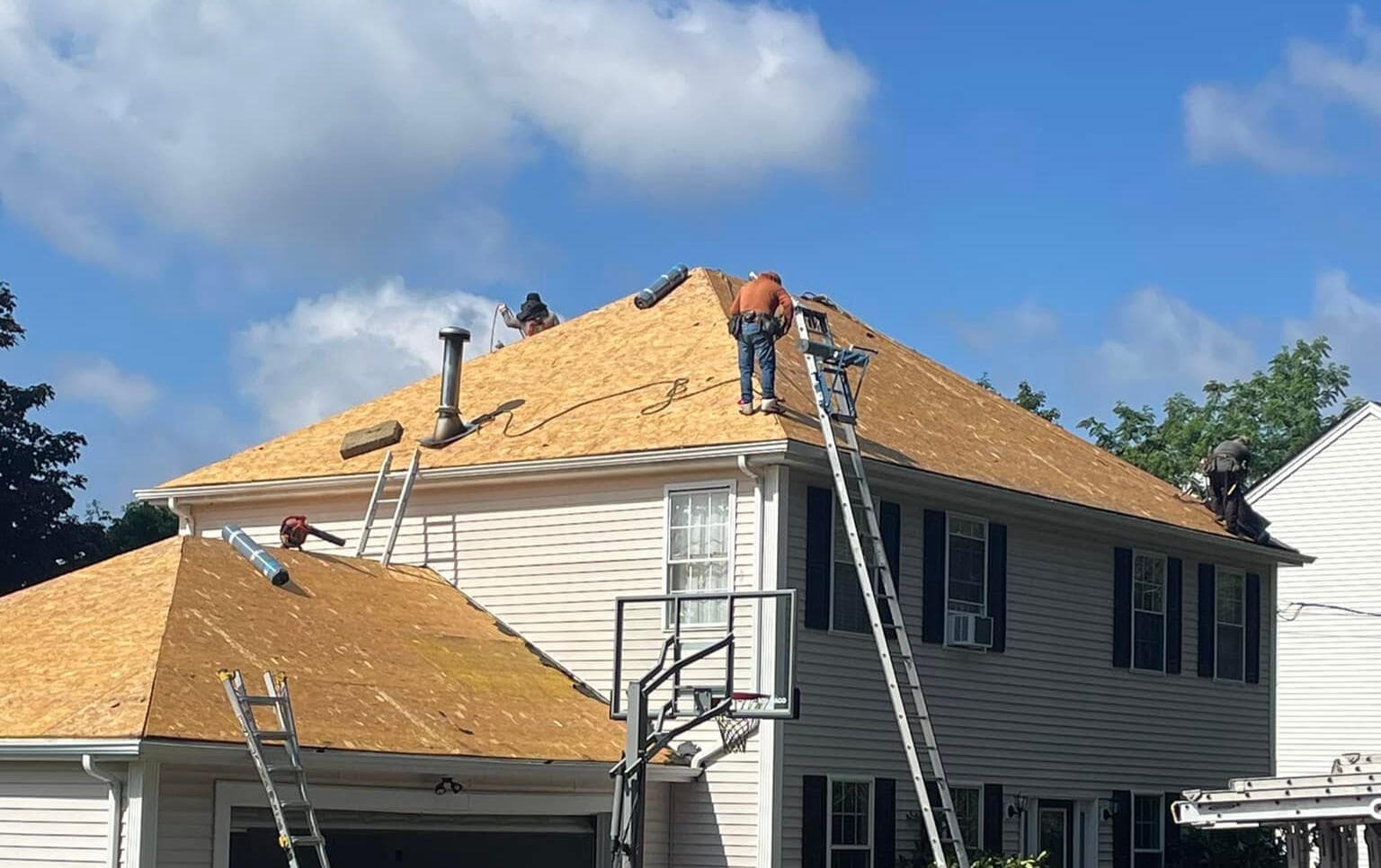 Roofing in progress